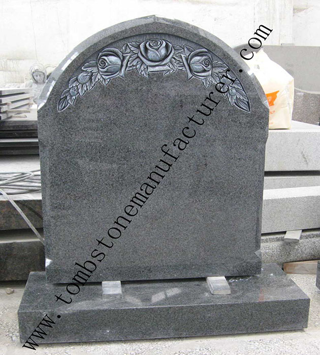 rose carving granite headstone37